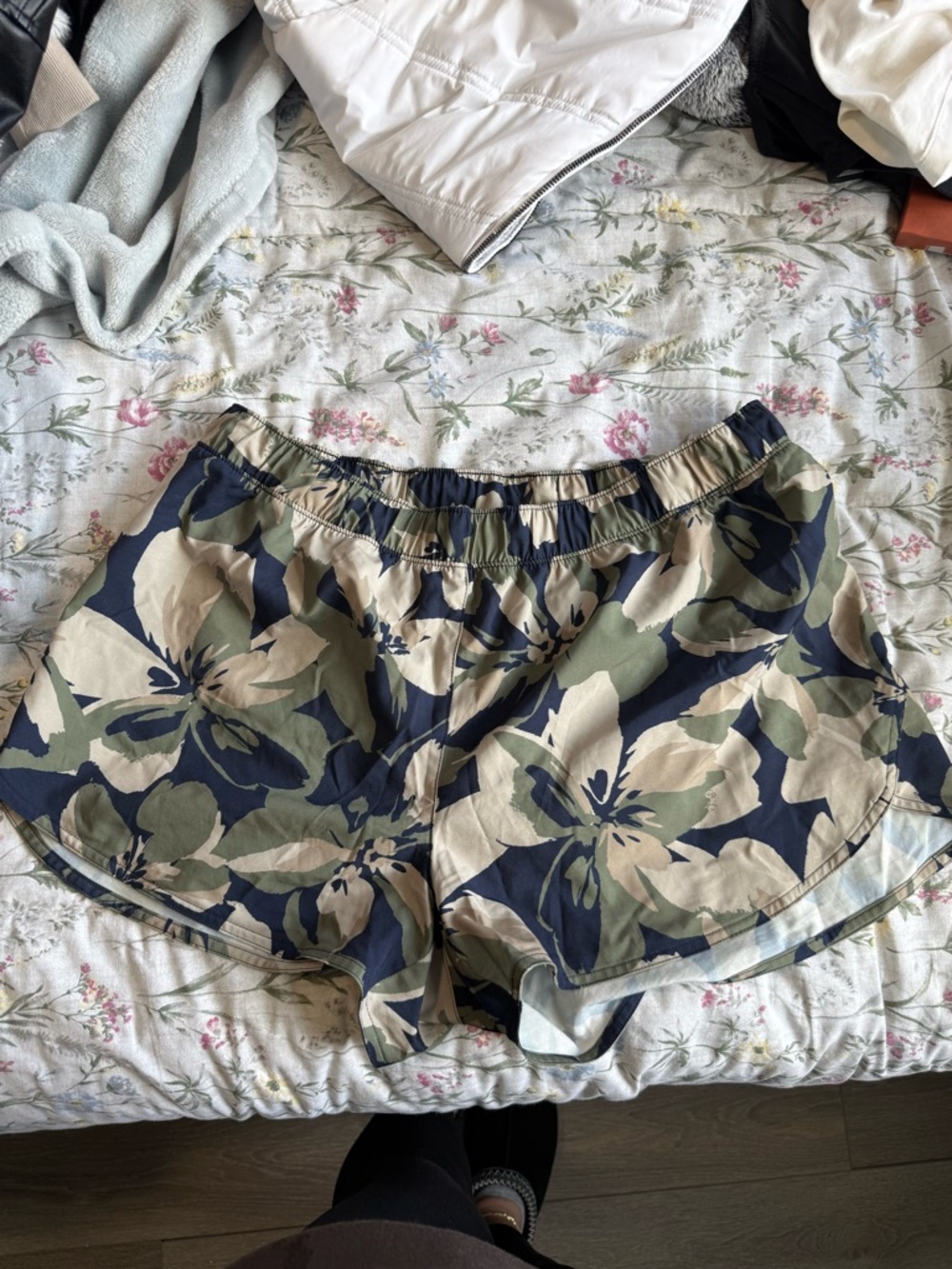 Old Navy Floral Athletic Shorts in Navy, Olive, and Cream